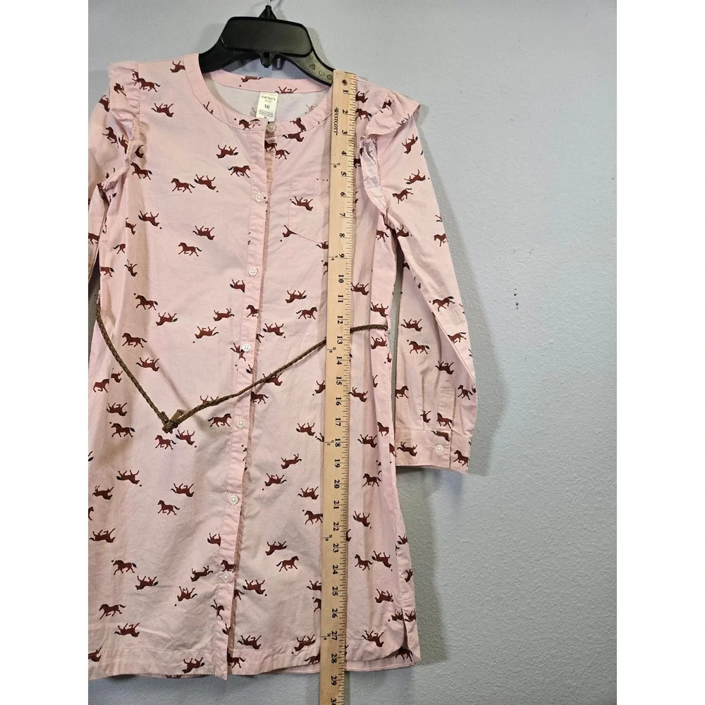 Carter's Horse Print‎ Ruffle Shoulder Belted Button Front Shirt Dress 10